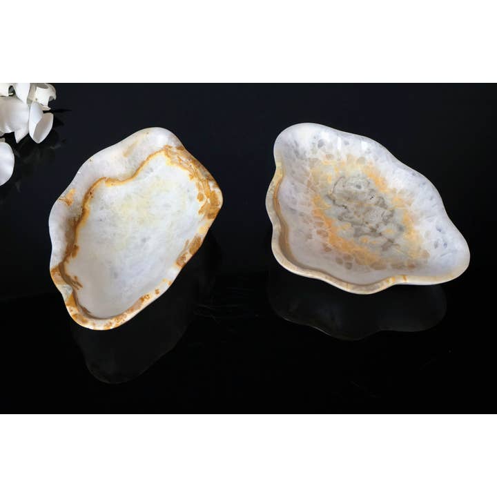 OnyxBowl - Wholesale Jewelry Dish - Delightful Pair of Onyx Stone Trays for Jewelry or Trinkets