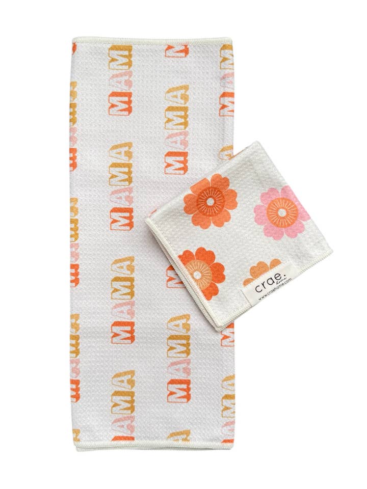 Je t'aime Maman/Sincère : Ensemble de serviettes de toilette double face pour la vente par Crae.Home