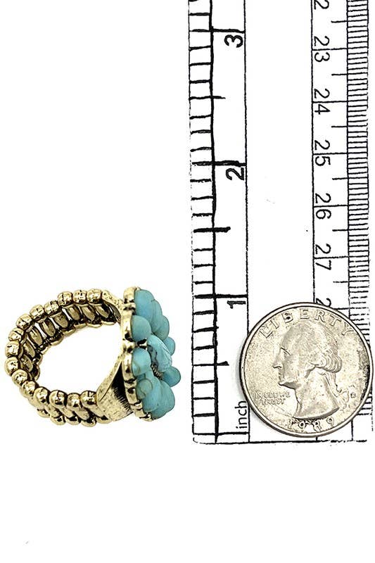 GD/Tq Anillo elástico ovalado con gemas florales C1-024-189097 de venta al por mayor en Faire3