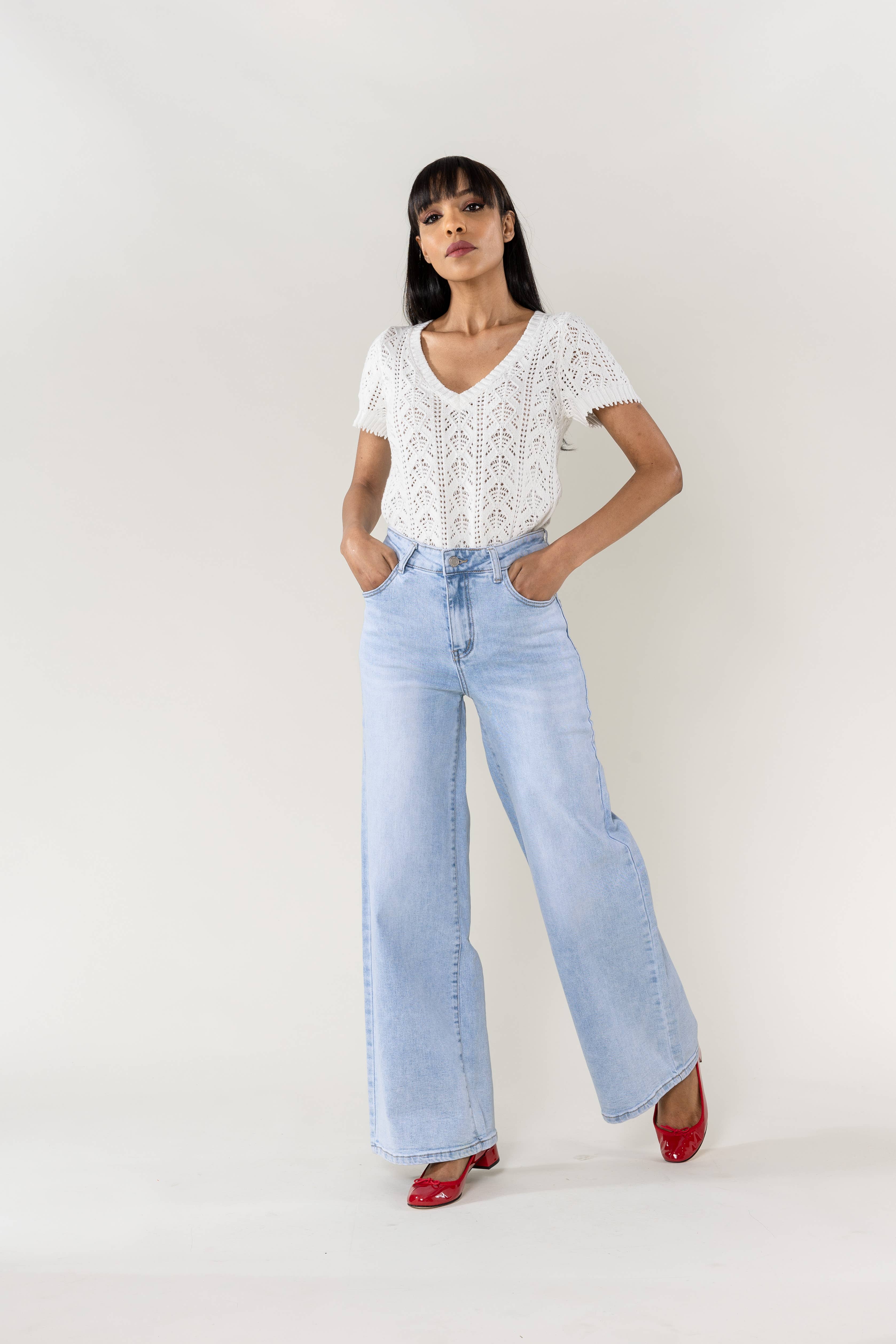 Nina Carter - Vente Jean – femme - Nina Carter super WIDE LEG taille haute stretch YY30016