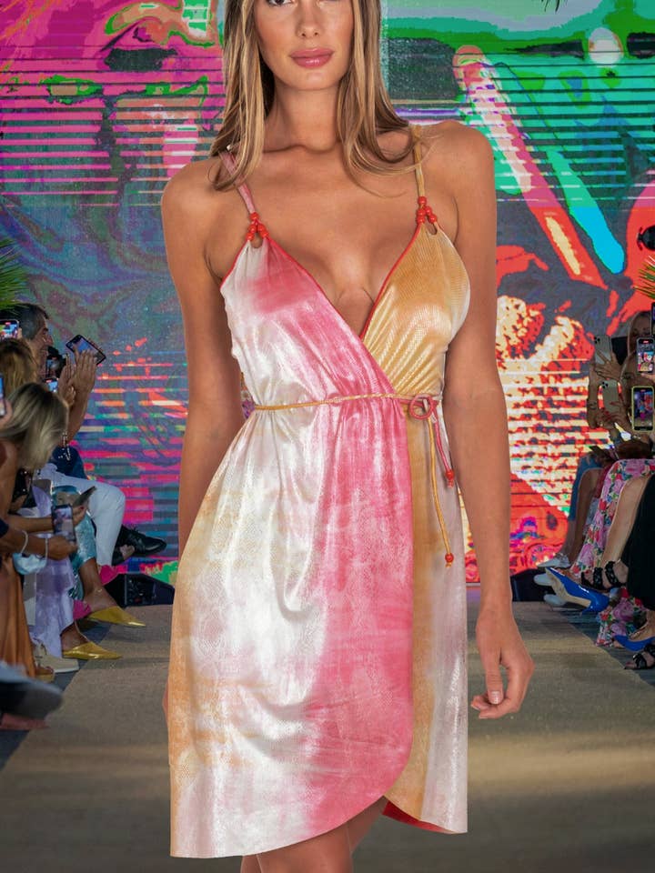 Dyed Embroidery Spheres Dress Size S Color Orange for wholesale by Pin-Up Stars