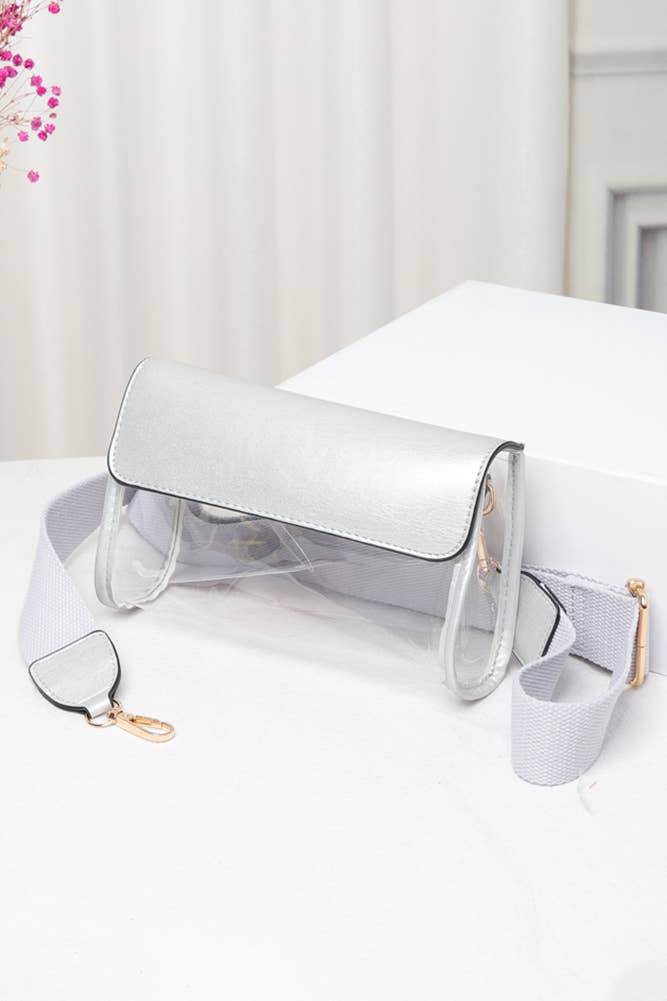 Hana - Wholesale Crossbody Bag - Women's - Solid Trim Clear Stadium Crossbody Bag1