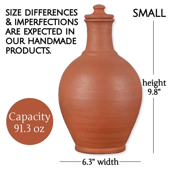 Hakan - Wholesale Pitcher - Hakan Terracotta Clay Pitcher with Lid, Handmade Jug 3 Sizes