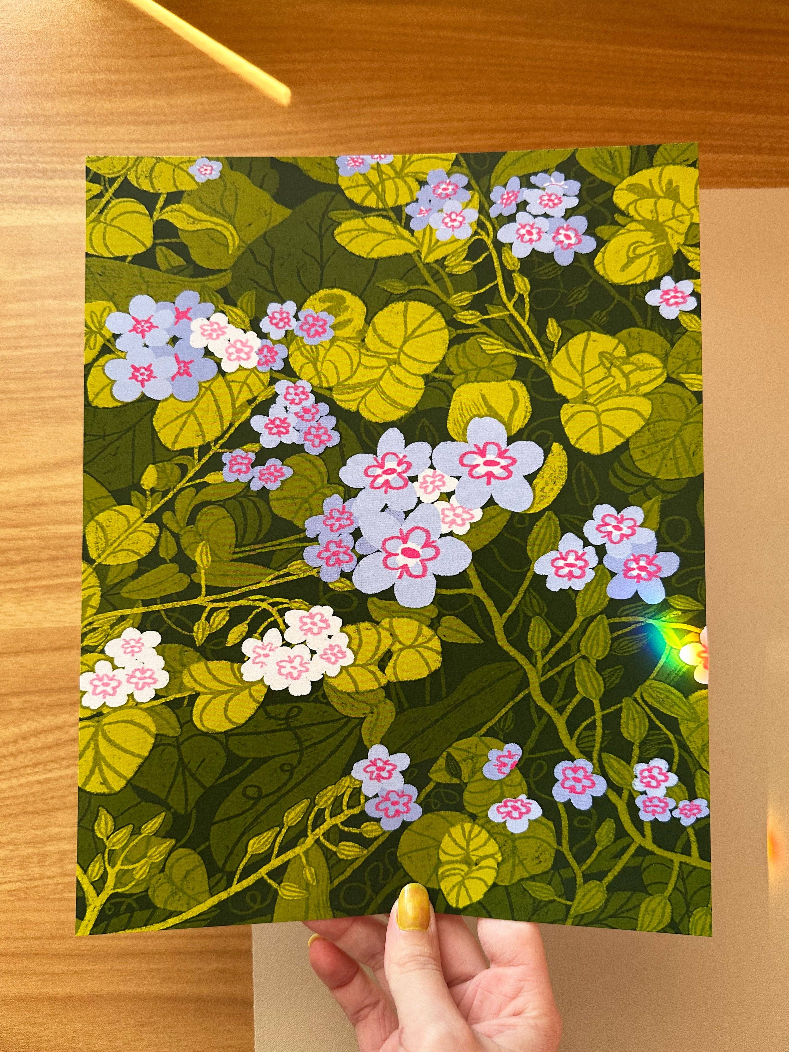 lu bremer design - Wholesale Art Print - "don't forget me" floral plant art print - 8x106