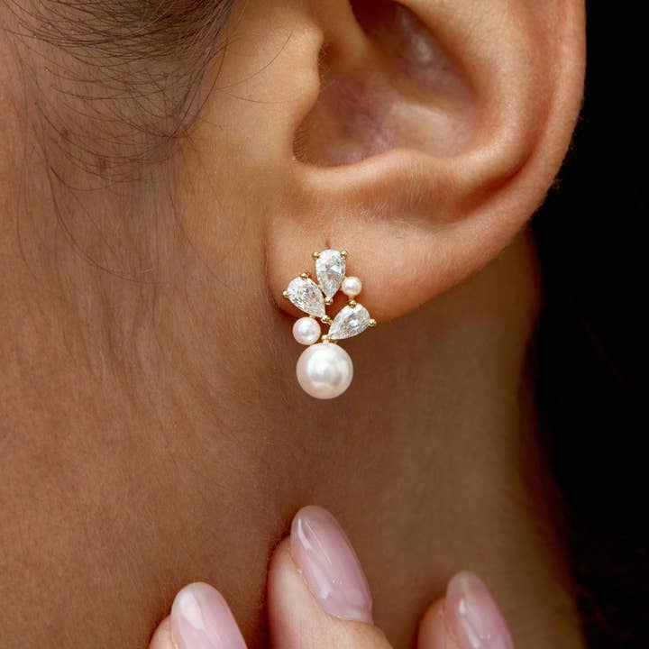 Natural Freshwater Pearl Earrings,Crystal Pearl Earrings for wholesale by Drrtymagic