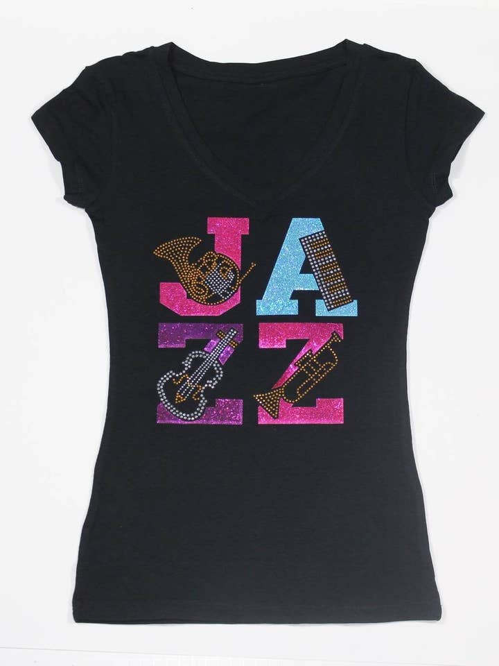 Jazz With Musical Instruments Rhinestone And Glitter for wholesale by Mardi Gras Creations