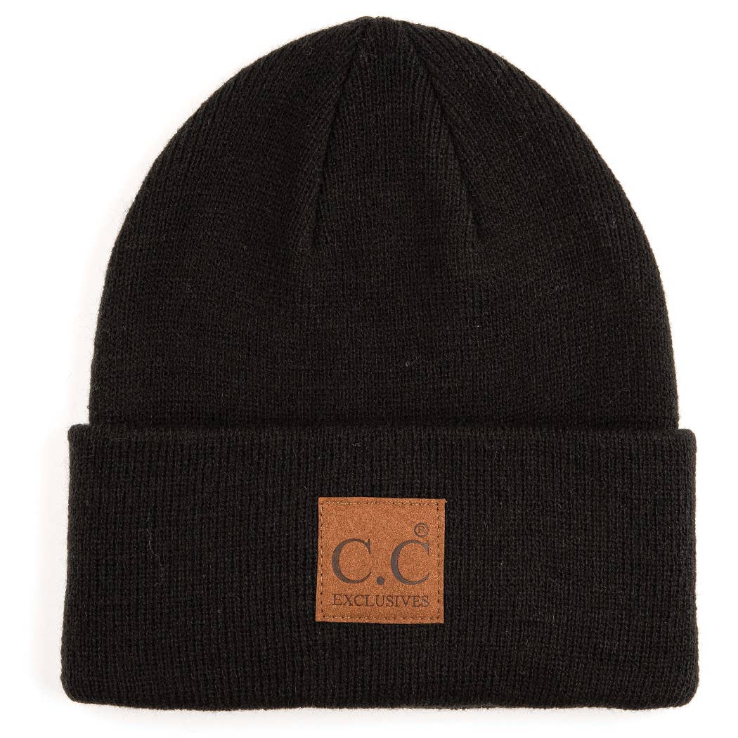 Fashion City - Wholesale Beanie - Unisex - Classic Beanie Hat with Suede Logo Patch0