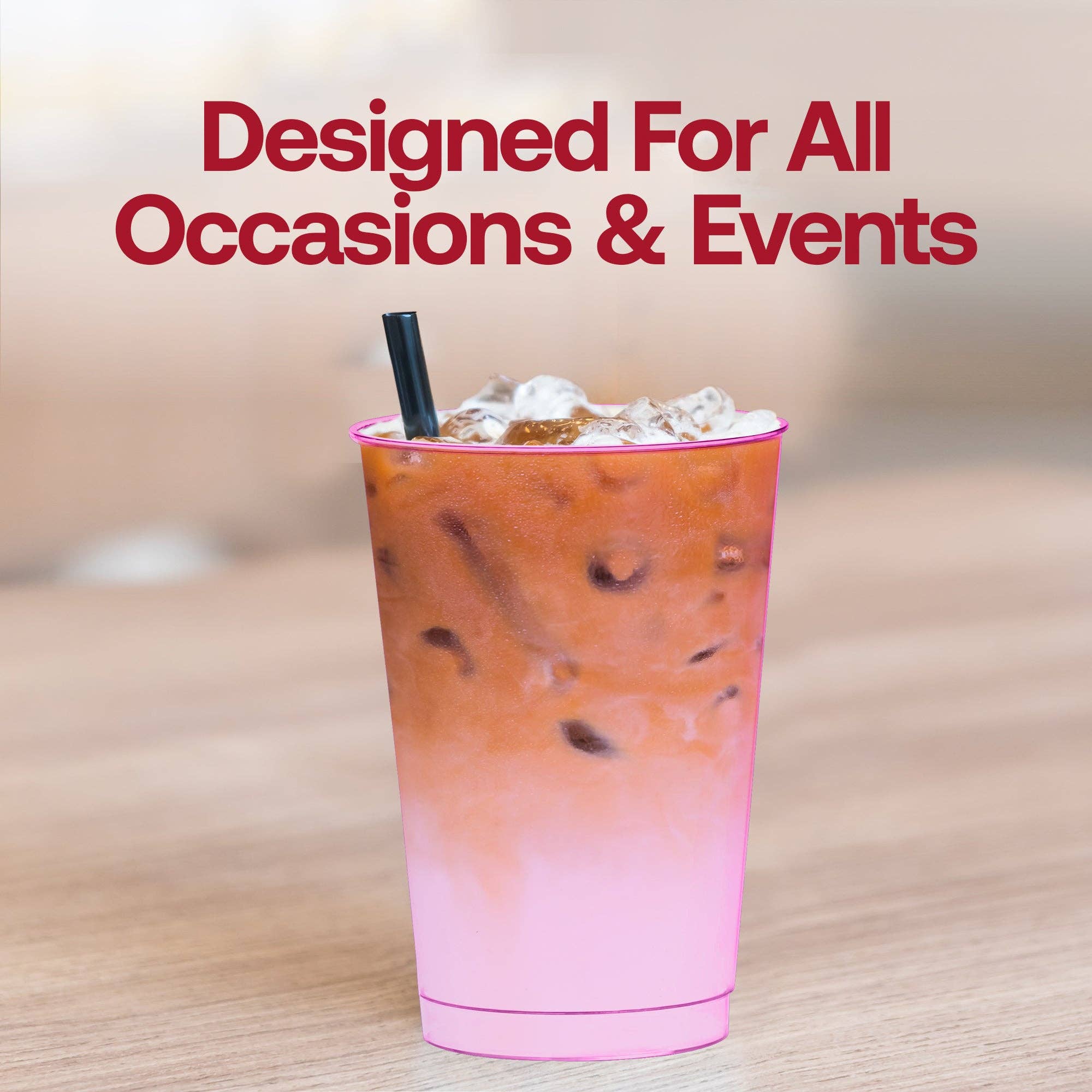 Smarty had a Party - Wholesale Disposable Cup - 12 oz. Clear Pink Disposable Plastic Party Cups - 240 pcs7