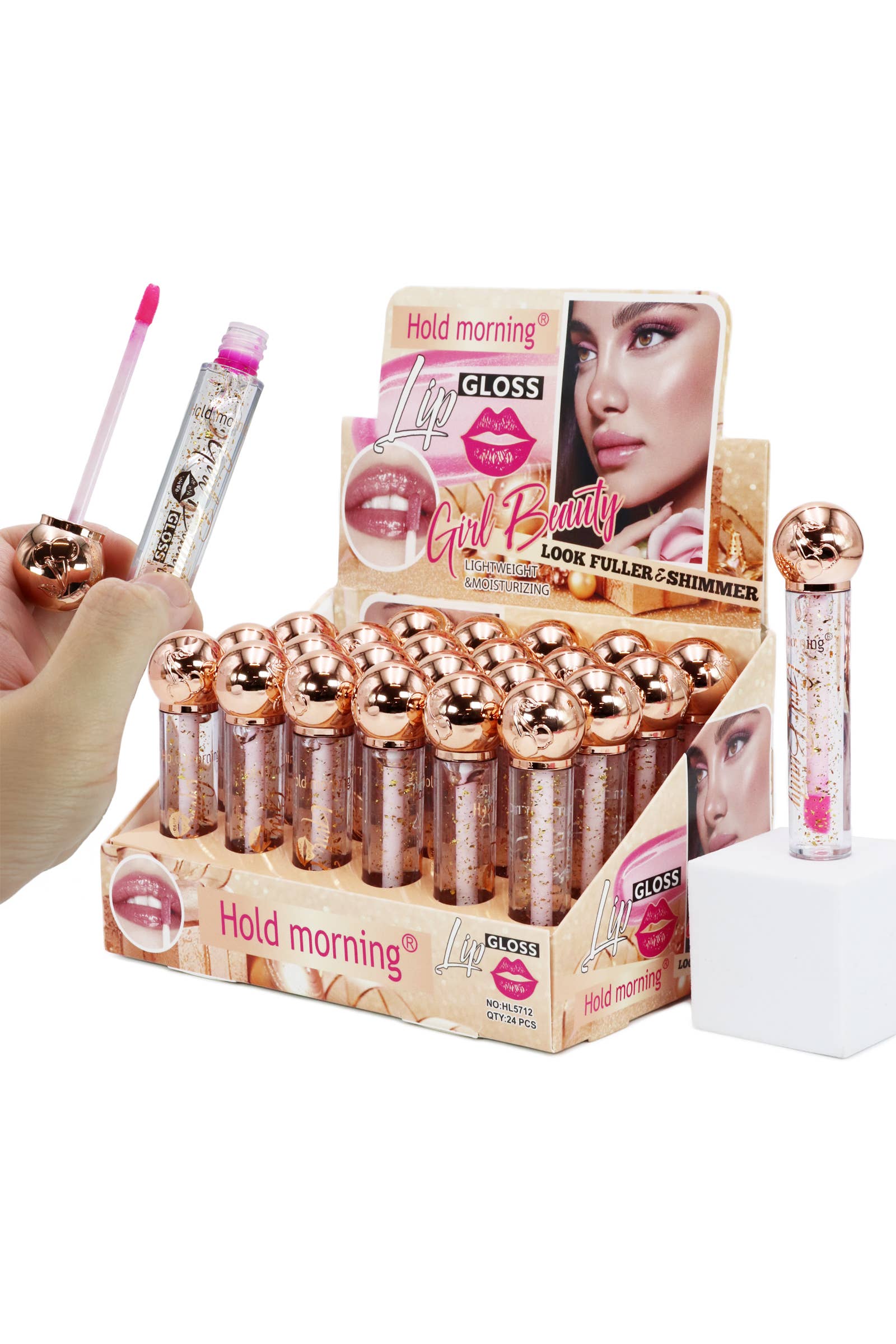 Cap Zone - Wholesale Lip-gloss - Cherry Rose Gold Shimmer Scented Lip Gloss - 24 pcs