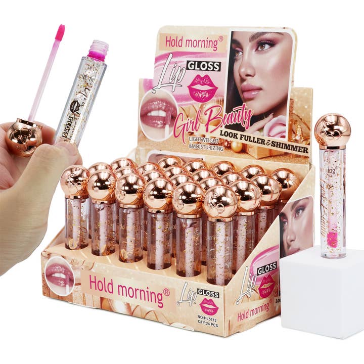 Cap Zone – Engroshandel Lipgloss – Kirsebær Rose Guld Glimmer Duftende Lipgloss - 24 stk.
