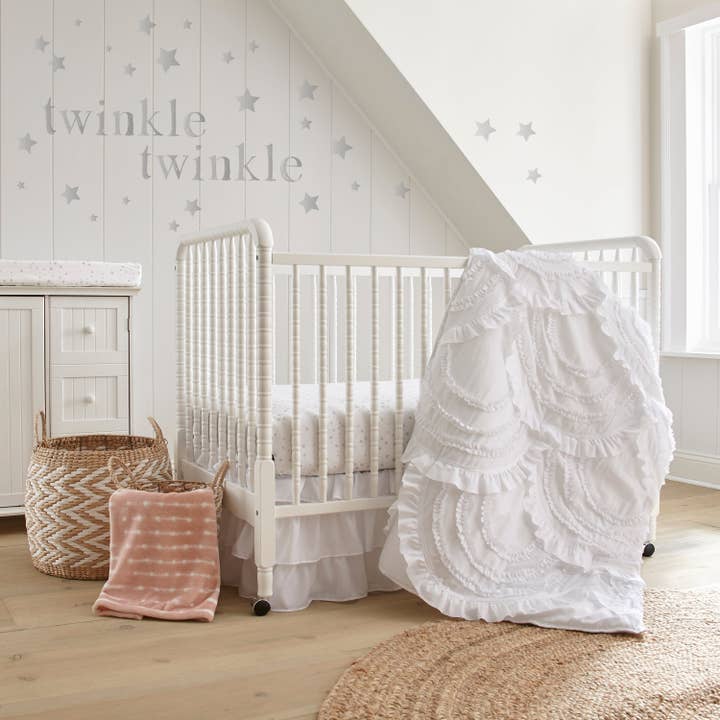 Skylar White 4PC Crib Bedding Set for wholesale by Levtex Home