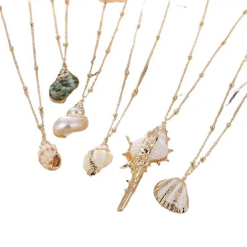 Syrrios Gifts LLC - Wholesale Pendant/Charm Necklace - Gold Sea Shell Pendant Necklace – Scallop, Murex, Whelk18