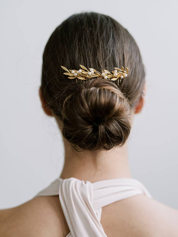 Olive Branch & Pearl Comb, Hairpiece, Wedding, Bridal, Clip for wholesale by Acute Designs