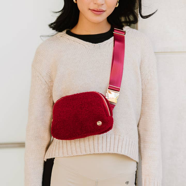 modern and chic - Wholesale Belt Bag - Women's - Aspen Sherpa Belt Bag - Crossbody Fanny Pack Waist Bag6