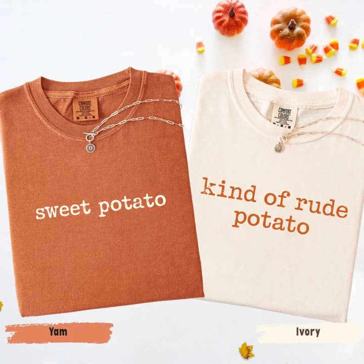 Comfort Colors Sweet vs Rude Potato Shirts – Fall Couple Tees for wholesale by Adorb Custom Tees