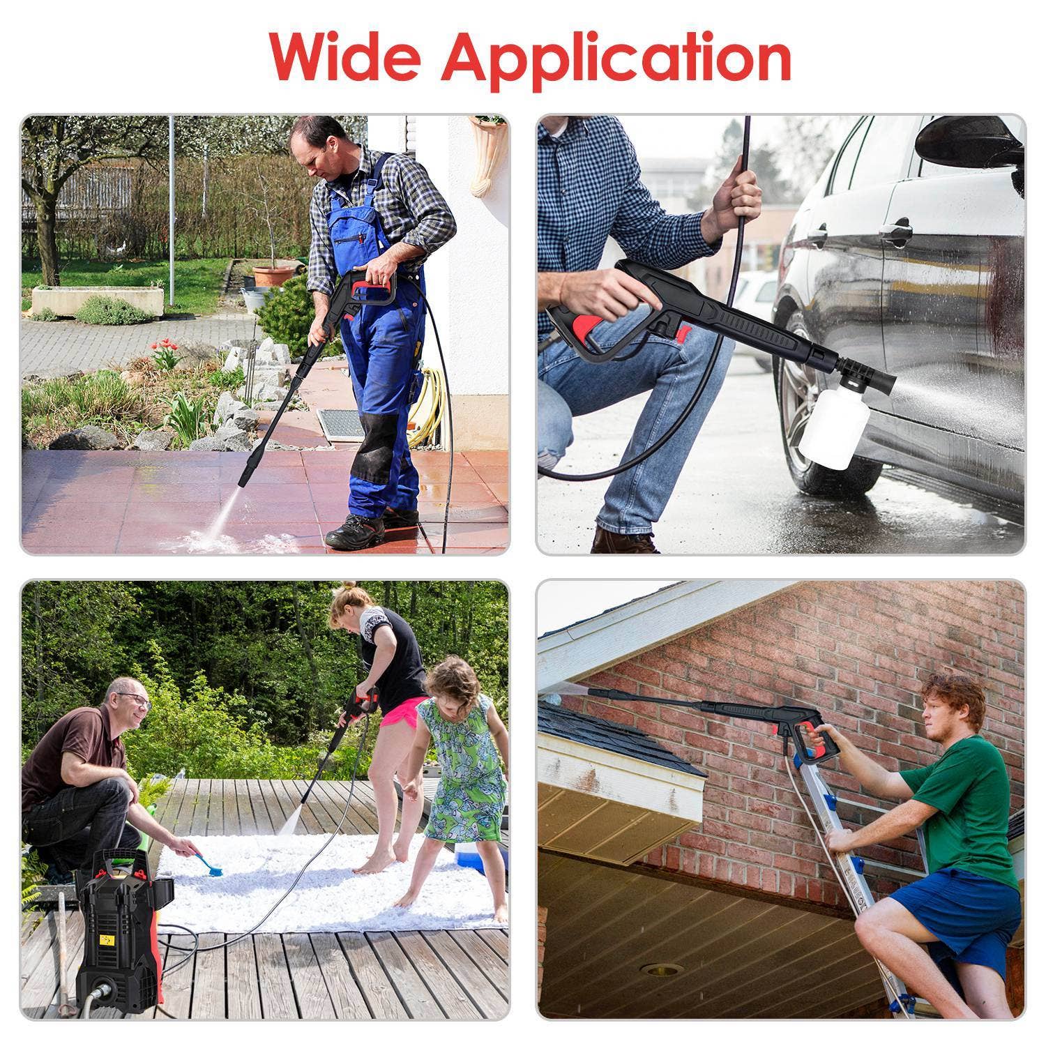Hard Rock Health Stores - Vente Bibelots/décorations d'extérieur - Nettoyeur haute pression électrique puissant 3000 PSI max, débit 2,6 GPM pour voiture8