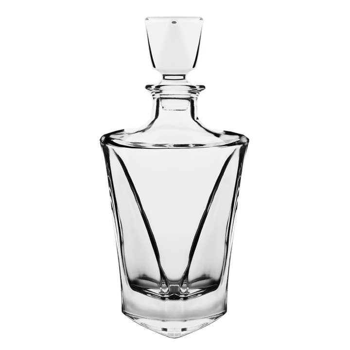 Crystal Decanter Simple Design Set W 6 Cups Clear for wholesale by Boker-Tov Shalom