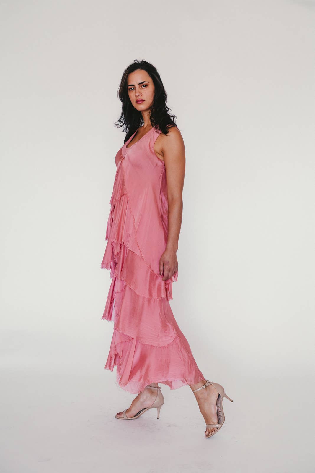 Dance in Paris - Wholesale Dress - Women's - Women's Maxi Silk Sequin V-Neck Dress, Sleeveless0