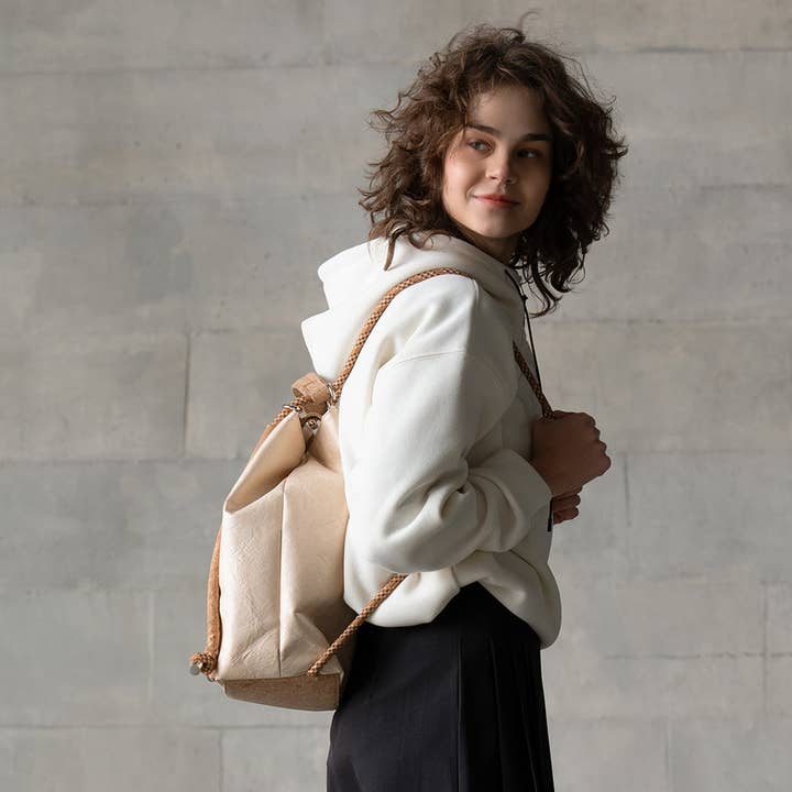 Envirosax - Wholesale Shoulder Bag - Women's - Envirosax Organic Cork Shoulder Bag – Extendable Backpack EN25124 | Eco-Friendly Travel Bag6