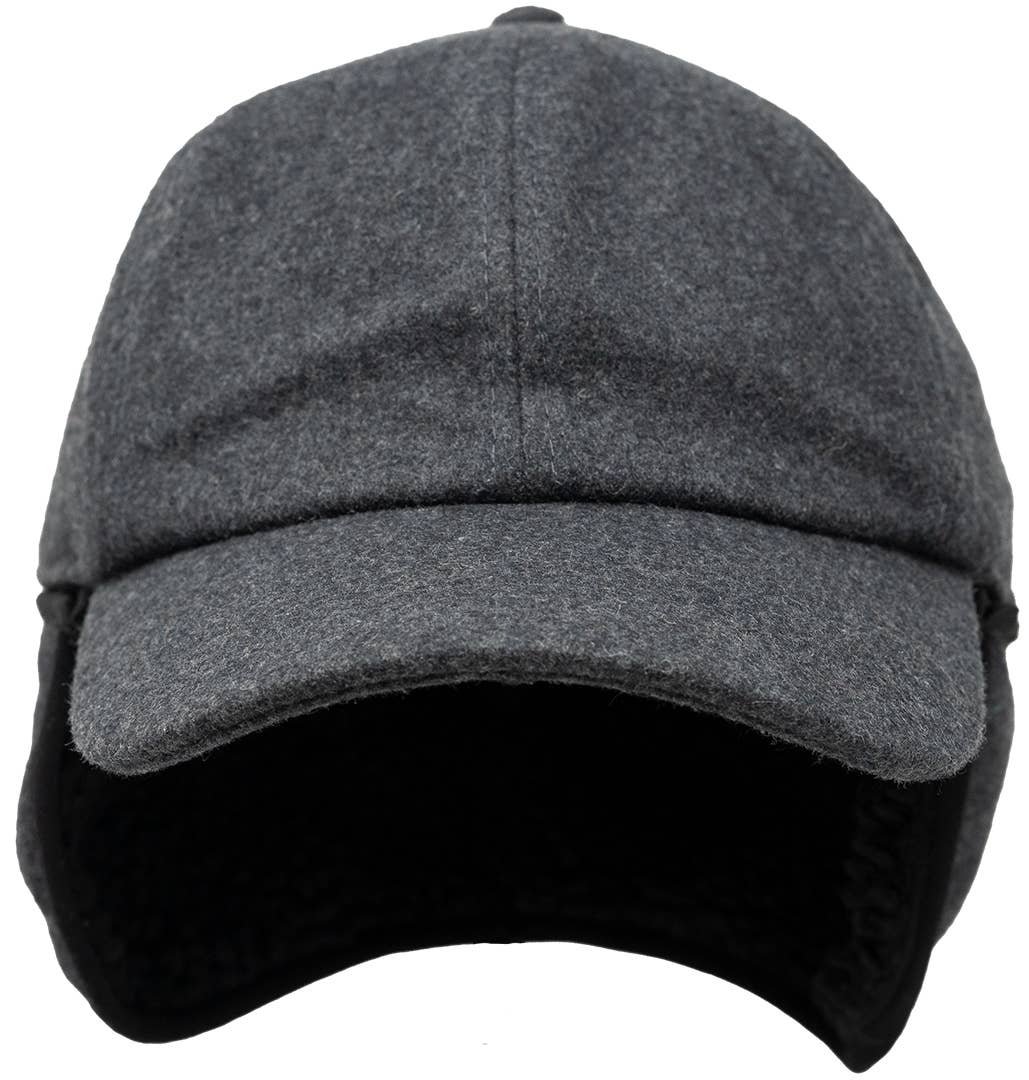 Funky Junque – wholesale Trapper/bomber hat – men's – Wool Earflap Trapper Hat - Charcoal3