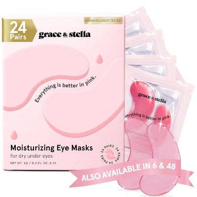 Grace & Stella Fugtighedsgivende Øjenmaske Pink 24 Par - Ny for engroshandel hos This is Beauty