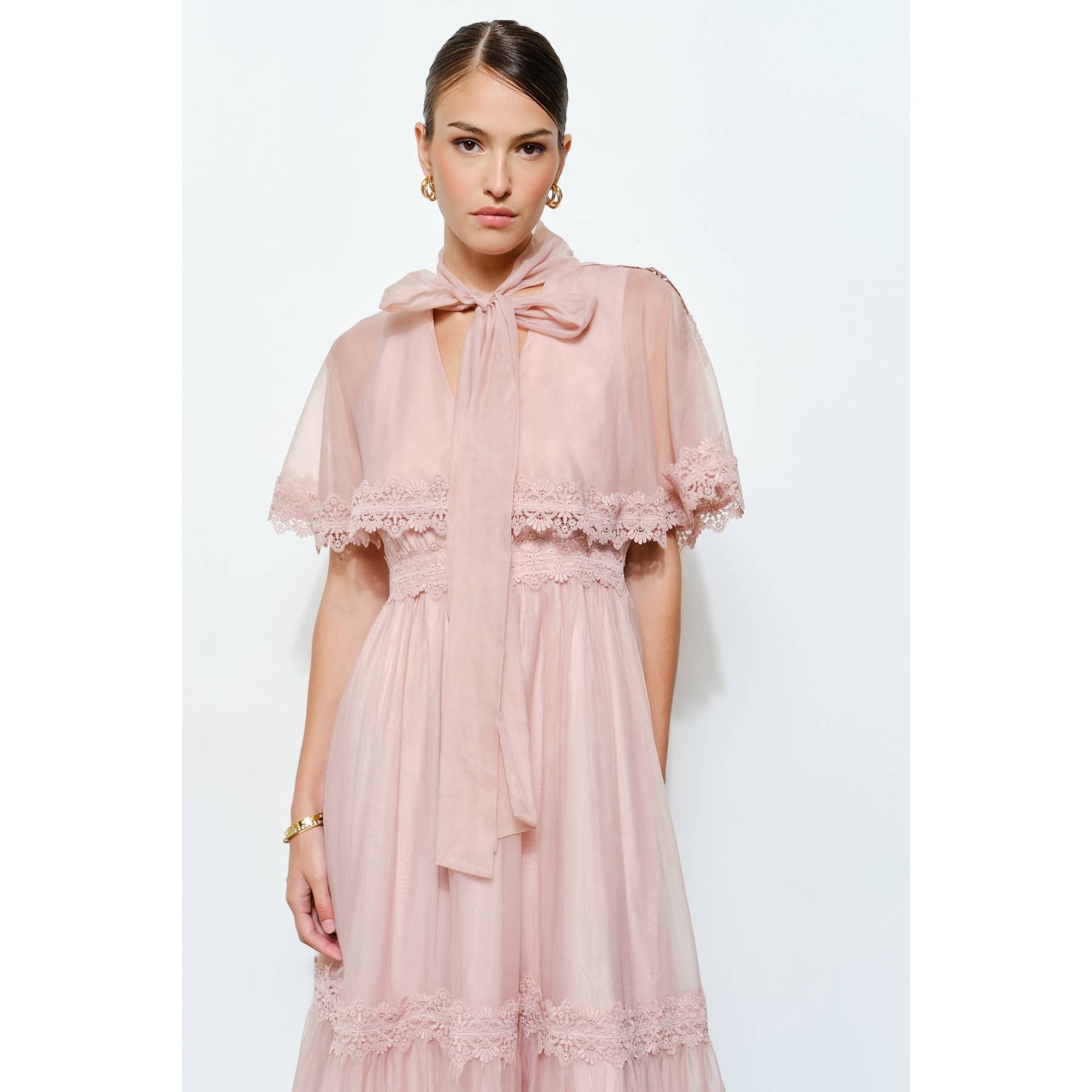 INA – wholesale Klänning - Dam – Fluga Cape-Stil Volang Spets Organza Klänning28