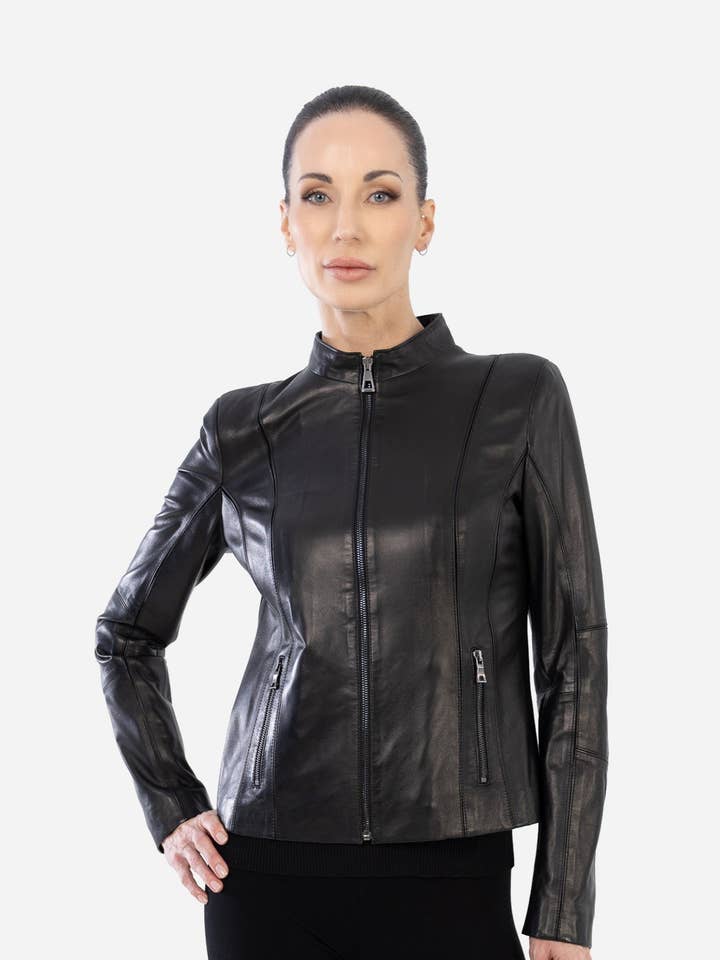 black Alina Leather Jacket for wholesale on Faire0