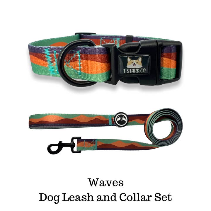 Waves of Adventure: Stylish Dog Leash & Collar Combo for wholesale by T Stark Co