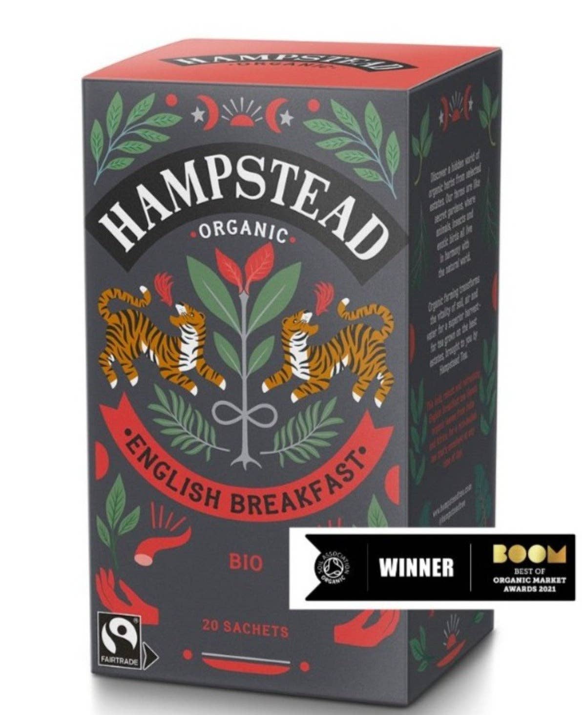 Hampstead Tea – wholesale Tea bags – Hampstead Organic English Breakfast Tea - (Single - 1x20g)1
