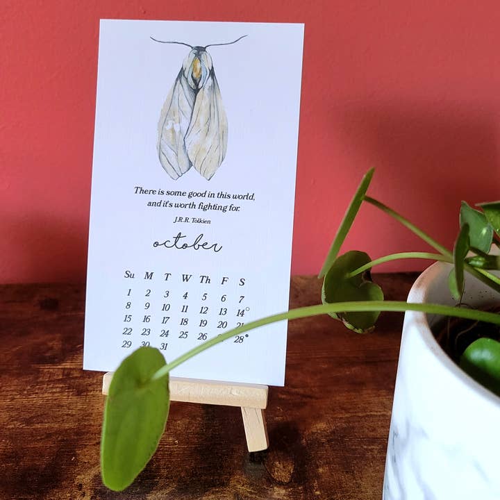 Lucky Dog Design Co. - Wholesale Calendar - Moths & Dreamy Book Quotes 2026 Desk Calendar4