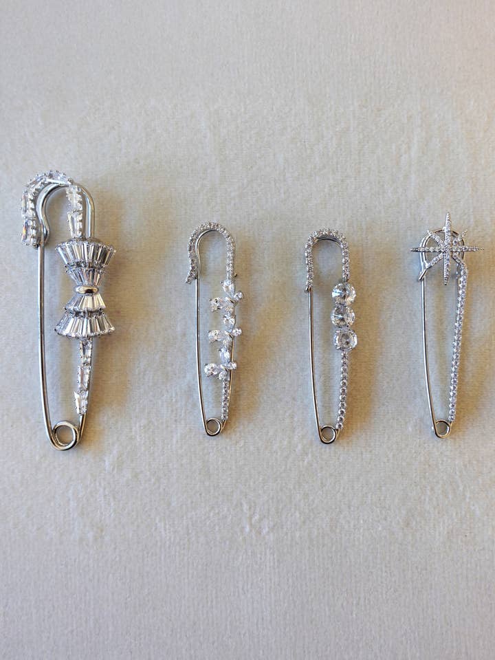 CZ Pin Brooch Set of 4 for wholesale by Eye Candy Los Angeles