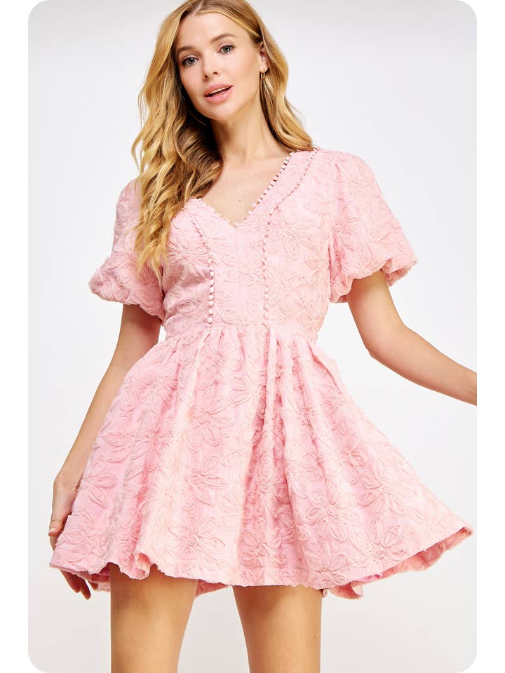 Strut & Bolt - Wholesale Dress - Women's - Floral Textured Tulle Mini Dress5