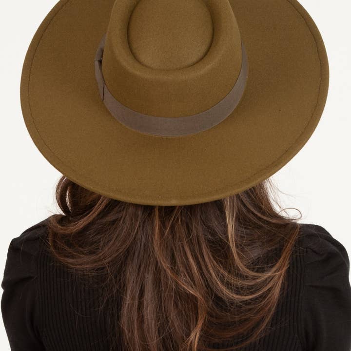 Lucca Couture - Wholesale Fedora - Women's - HBL1030-Rye Vegan Felt Boater-OLIVE2
