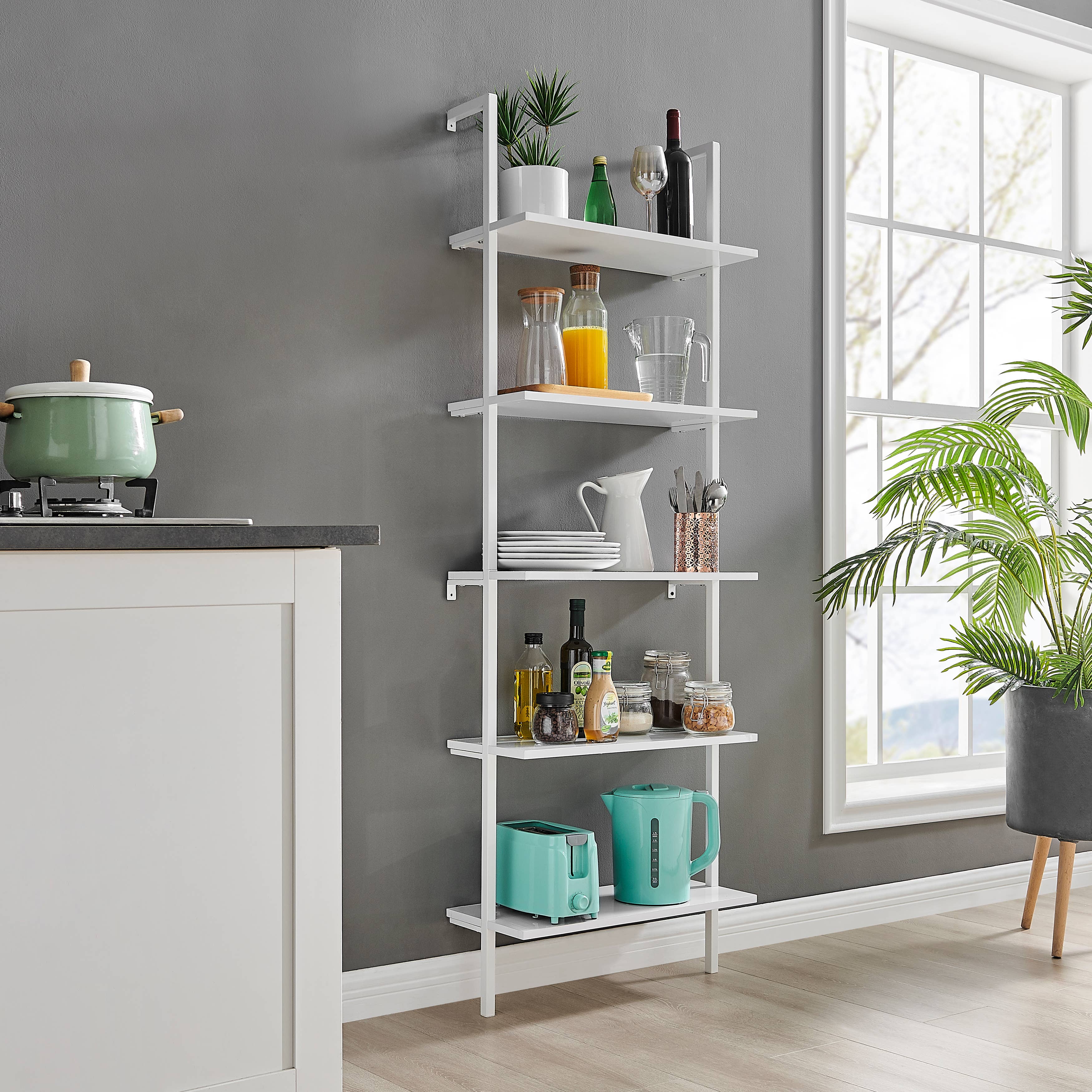 Danya B - Vendita all'ingrosso Mensole da parete - Danya B Everett Scaffale a Parete Moderno a Scala Aperta a 5 Ripiani30