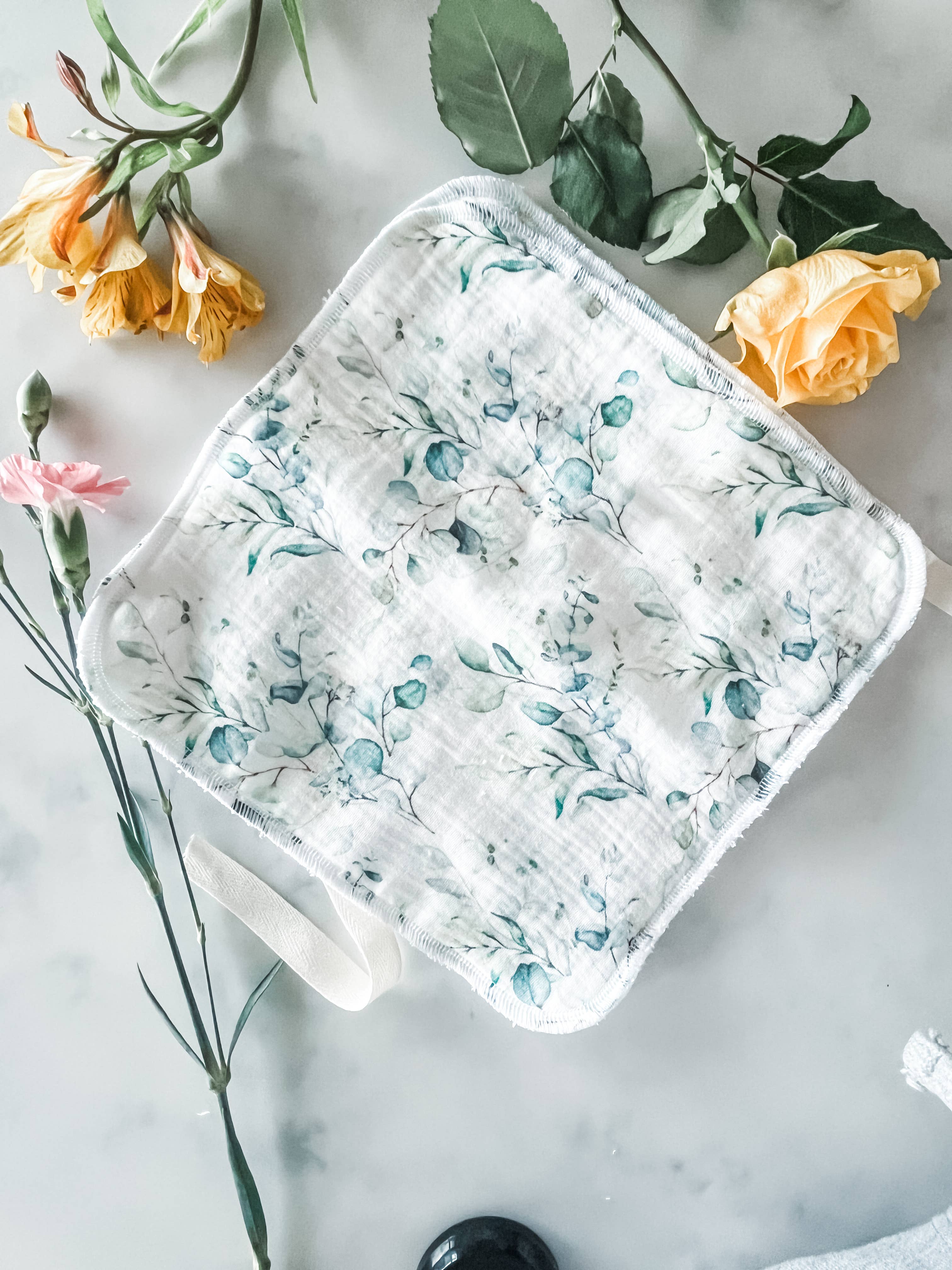 Toddle and Born Ltd - Wholesale Face & body wipes - Eucalyptus Print Washable Wipes (Muslin & Bamboo)5