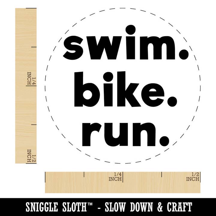 Sniggle Sloth - Wholesale Rubber/Decorative Stamp - Swim Bike Run Words Triathlon Rubber Stamp for Stamping Crafting Planners