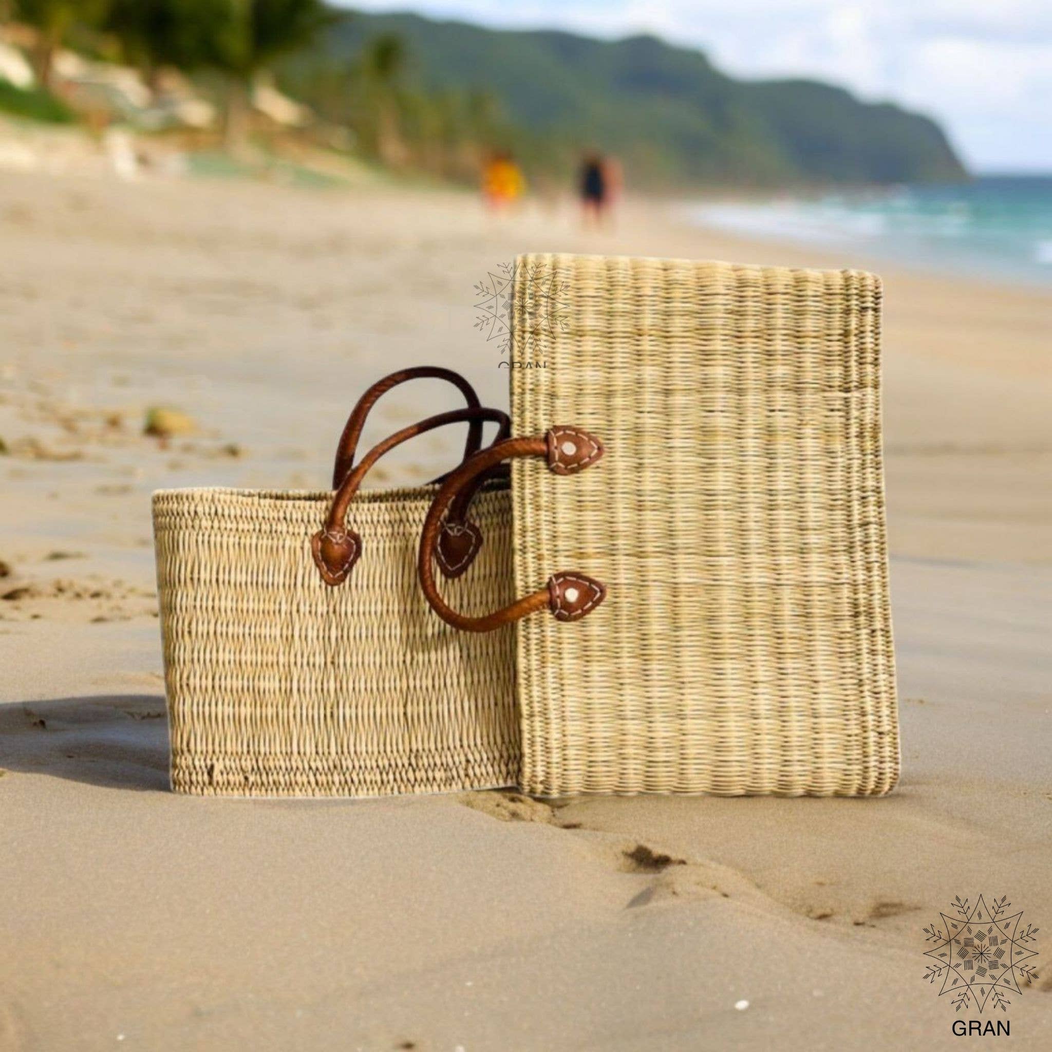 Gran Wholesale - Wholesale Beach bag - Market Reed Storage, Leather Baskets Shopping Bag.3