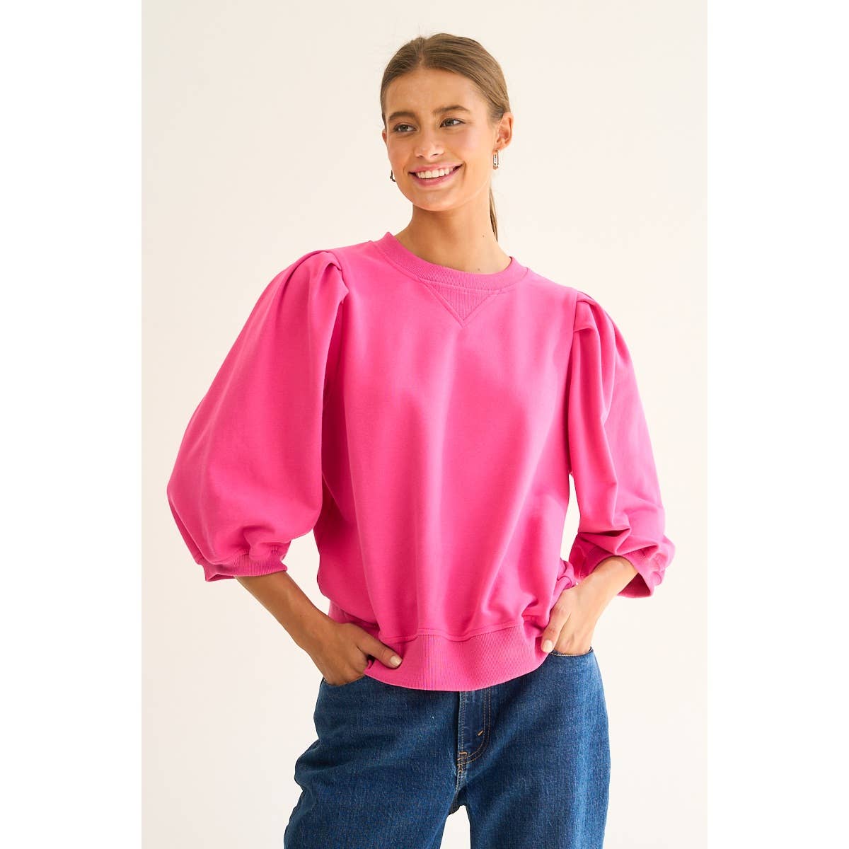 The GREii - Wholesale Sweatshirt - Women's - Premium French Terry Puff Sleeve Pullover3