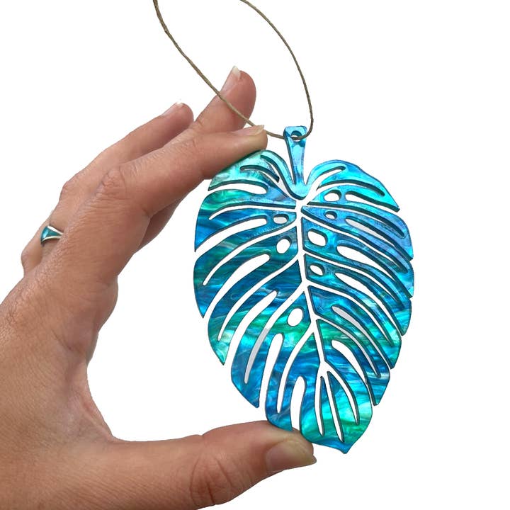 Art by Sharell - Vente Objets de décoration - Ornement acrylique marbré en forme de feuille de Monstera2