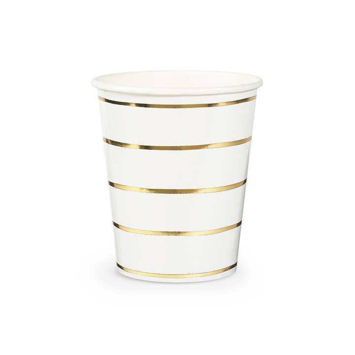 Jollity & Co. + Daydream Society - Wholesale Disposable Cup - Frenchie Metallic Striped 9 oz Cups - 8 Pk.