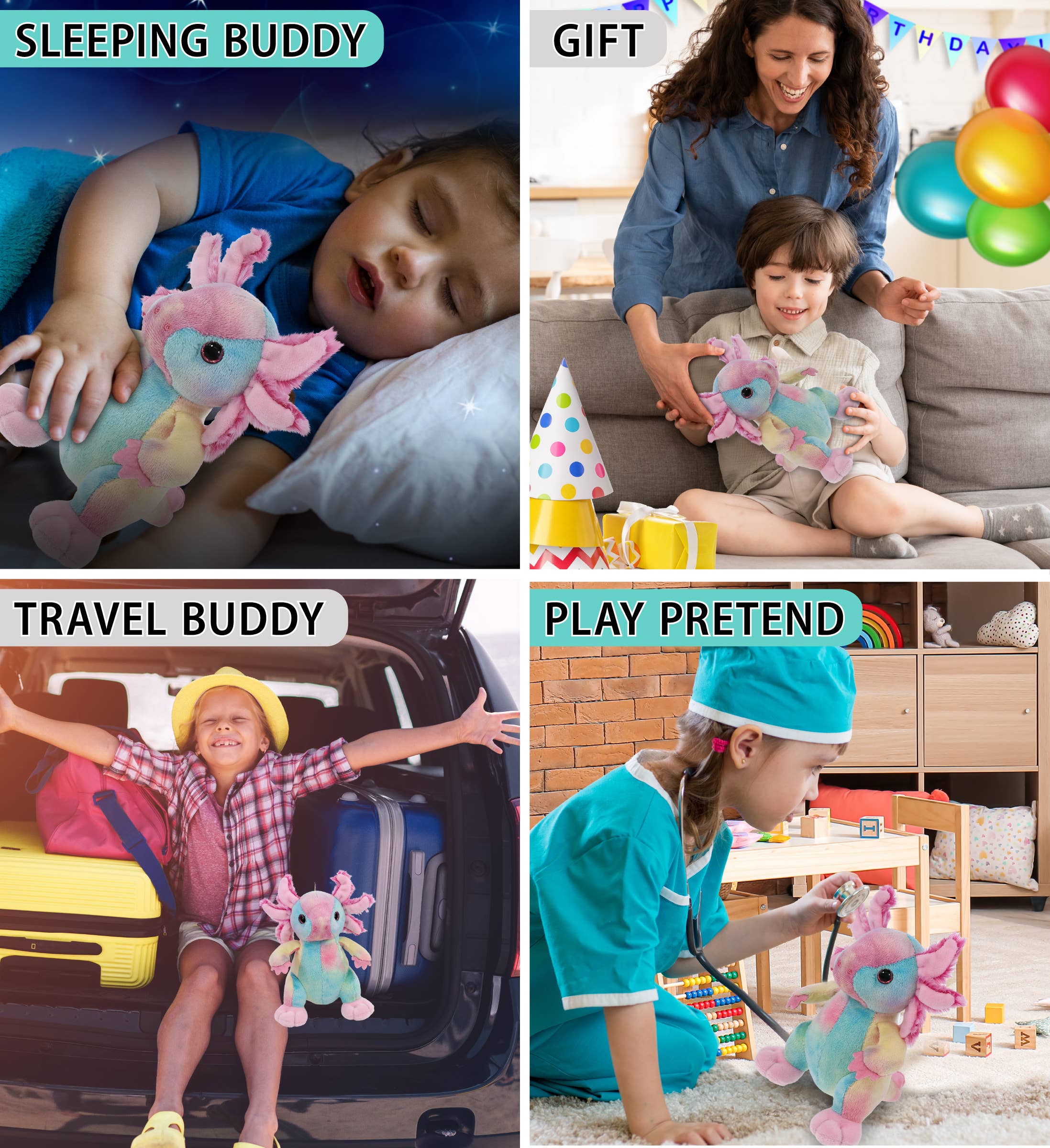 Cota Global - Wholesale Knuffels - Kinderen en baby - Grote Oog 6" Knuffel - Staande Axolotl3