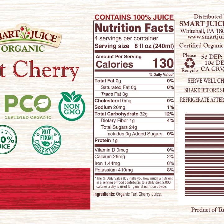 Smart Juice - Wholesale Fruit Juice - Organic Tart Cherry Juice