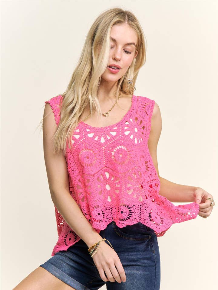 CASUAL CROCHET TANK TOP - CET3162 for wholesale by ADORA LA