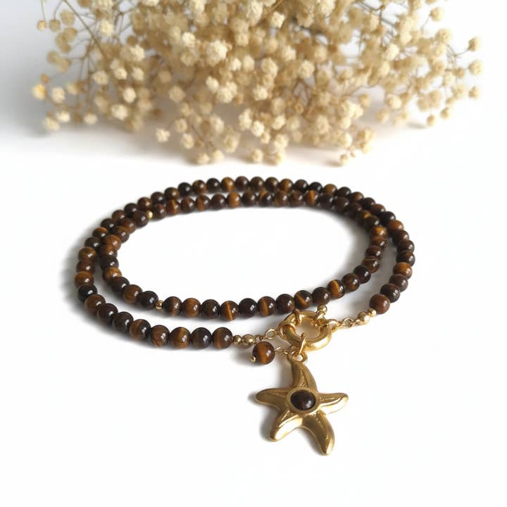 Tigeröga Sten Halsband för wholesale av Produtos Namasté