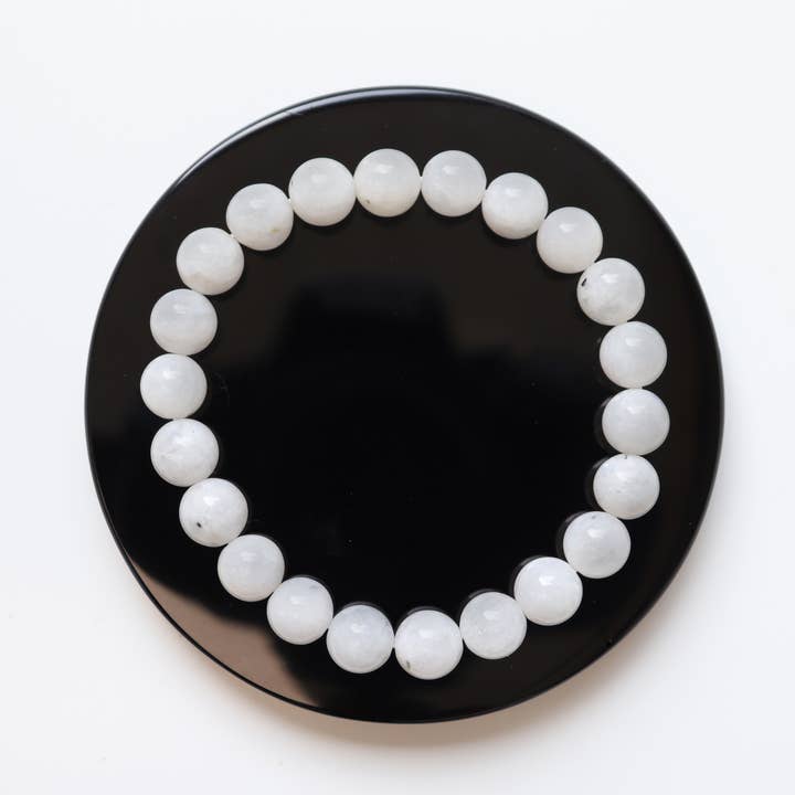 Pulsera de cuentas redondas de piedra lunar arcoíris para venta al por mayor de Natures Artifacts Inc