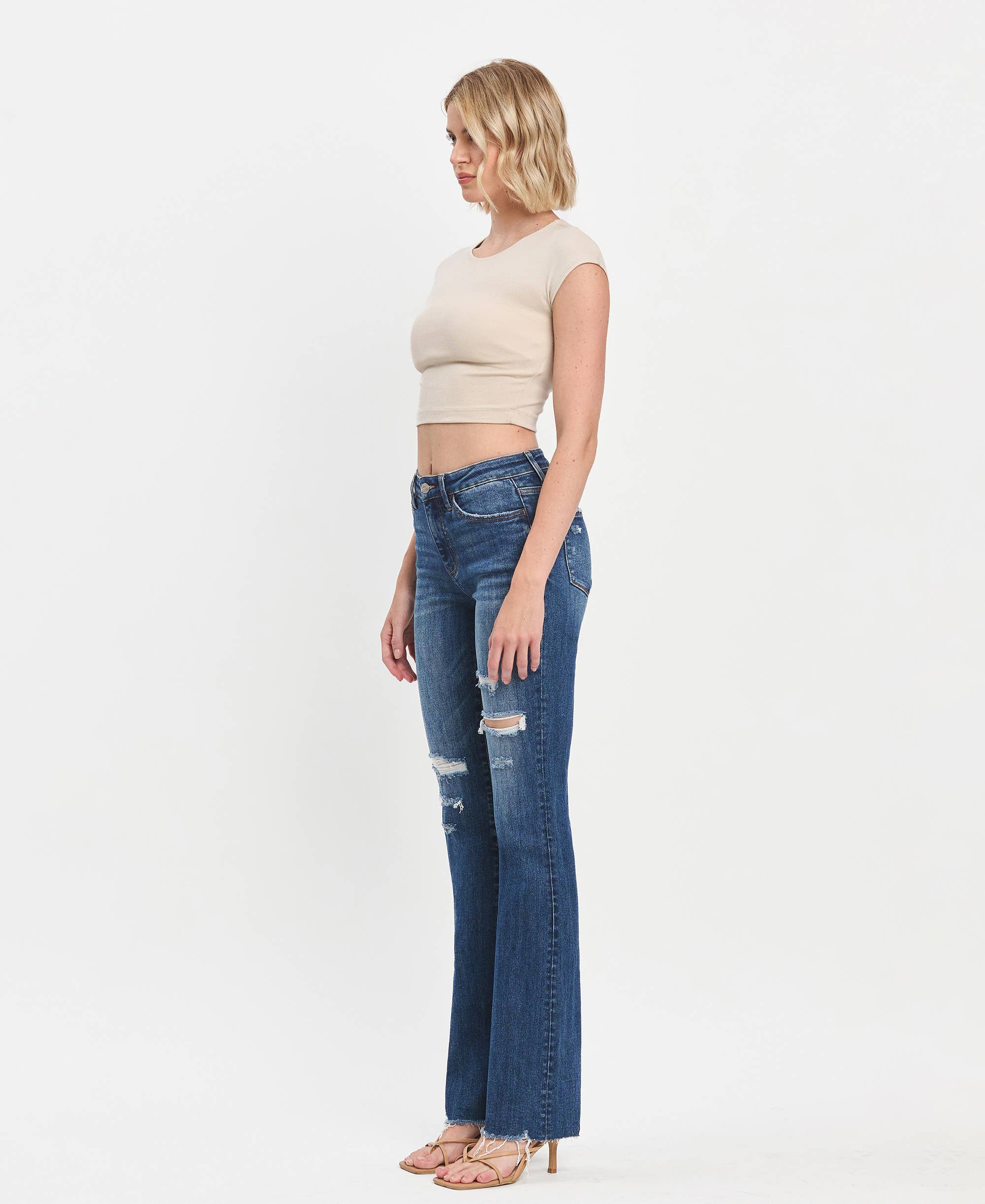 POPLAR PATH HIGH RISE RAW HEM BOOTCUT JEANS LV1485 for wholesale on Faire8
