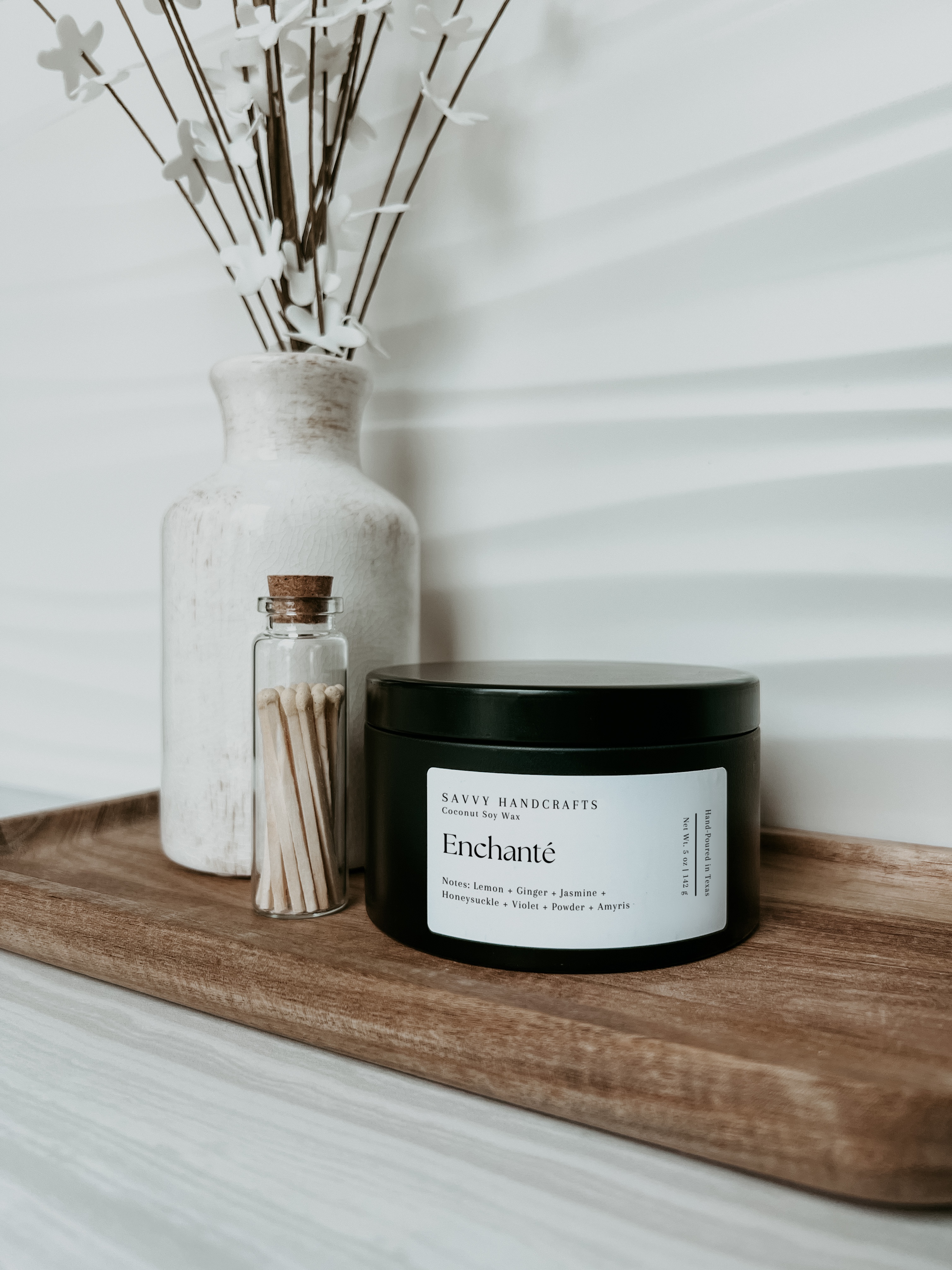 Black 5oz Candle - Enchanté for wholesale on Faire0