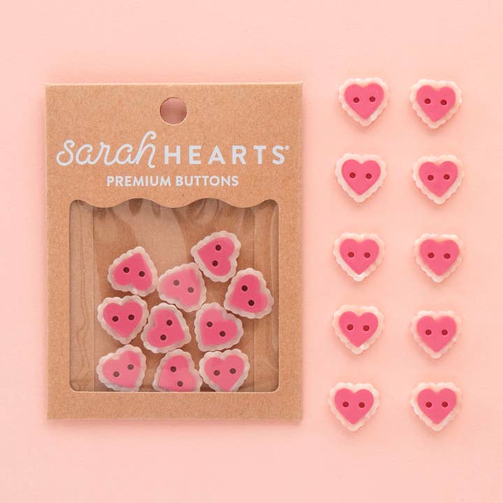 Pink Sweet Heart Small 5/8" Buttons for wholesale by Sarah Hearts