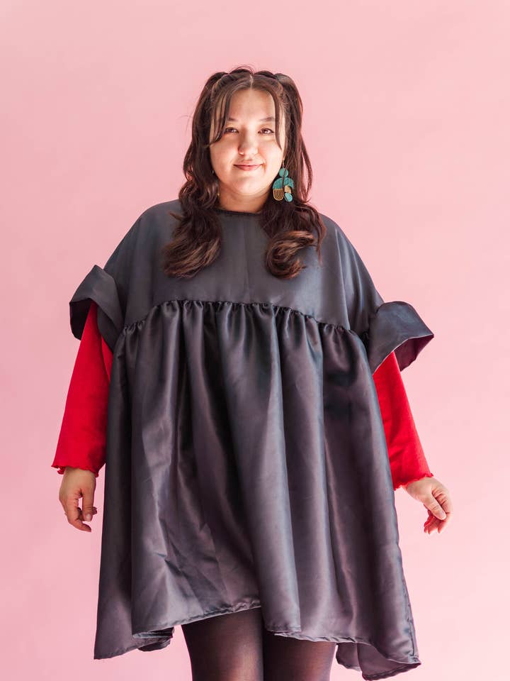 Size Inclusive Plus Size Puffy Grey Ruffle Party Mini Dress for wholesale by Nettle Studios