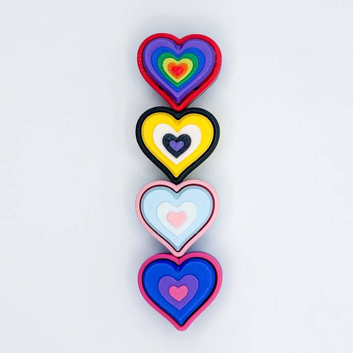 Pride Heart Fidget Clicker Keychain for wholesale by Prism3D Creations